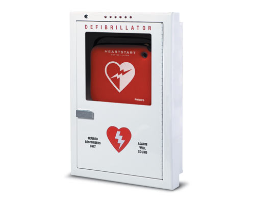 Defibrillator Cabinet, Semi-recessed